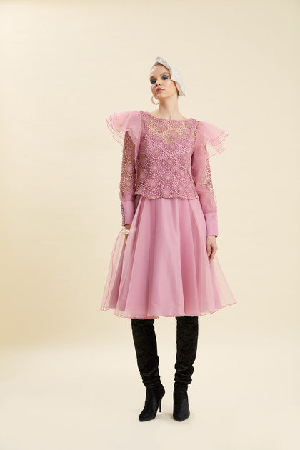VERDA Pink Evening Dress with Bolero Thin Straps- Trendyol