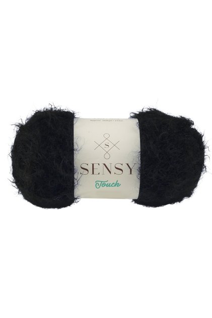 Premium Touch Hand Knitting String Cardigan Sweater String Fur Looking String Scarf Beanie Plush Toy String Black