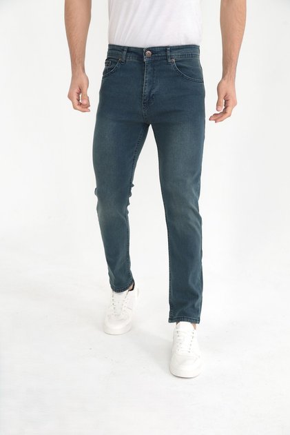 Blue Green Stonewashed Regular Men's Jean Trousers
