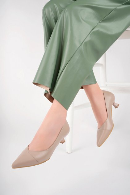 Genuine Leather Mink Women's Leather Heeled Shoes Trc-63816