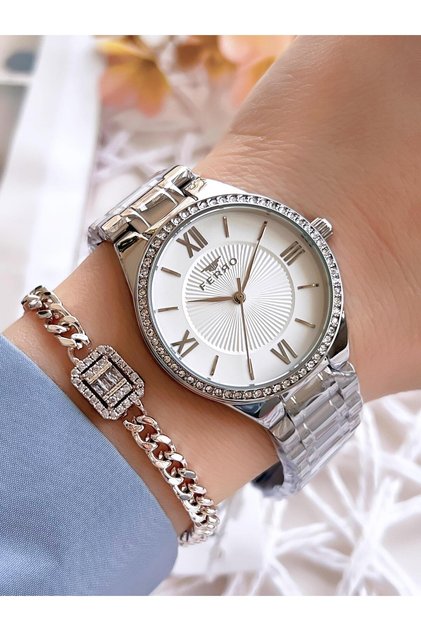 Silver Color Non-Tarnish Color-Tossing 3 Atm Waterproof Special Design Women's Wristwatch EFL21126A