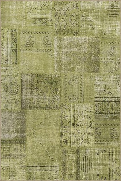 Green Traditional Geometric Patterned Woven Base Miravip829