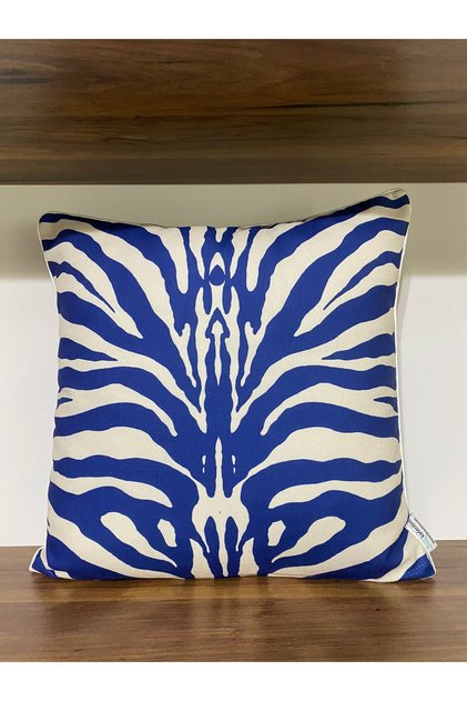 غطاء وسادة منقوش على الوجهين مطبوع رقميًا بحواف مجموعة الحمار الوحشي
