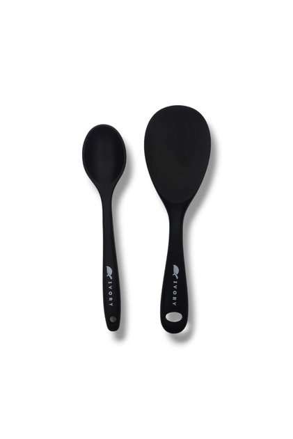 Ivory 2 Silicone Spoons (20cm) Black
