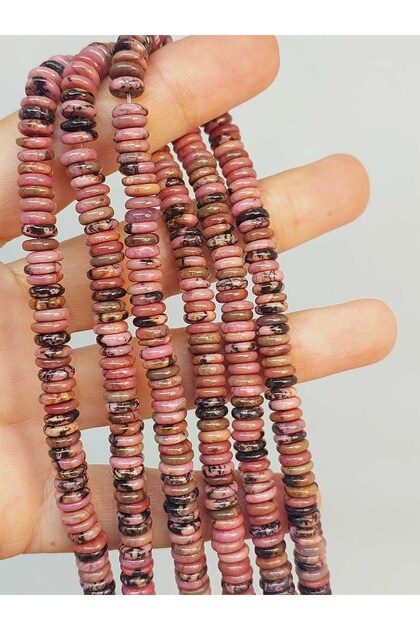 Rhodonite Stone Rondelle Cut 6X1.5Mm Half Strand (49400) (18cm Long)
