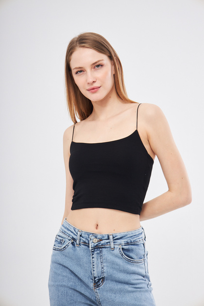 Woman's Black Crop Body with Rope Strap