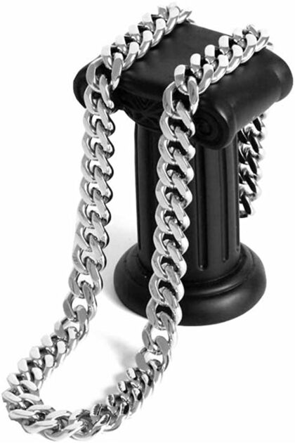Mehmet Sadık Thick Chain Stainless Silver Color Fors Necklace 55 cm