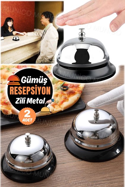 2 Adet Restorant & Otel & Bar Çınlayan Çan Sesi Masaüstü Resepsiyon Zil Basmalı Çan Çağrı Zili