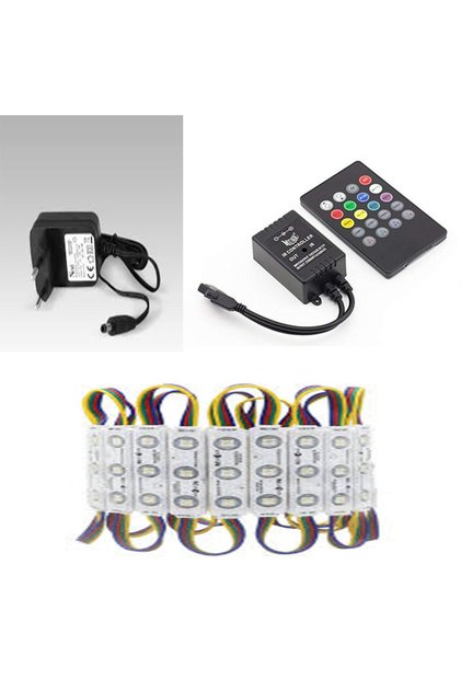 5 ADET SESE VE MÜZİĞE DUYARLI RGB MODÜL LED. 12 V ADAPTÖRLÜ