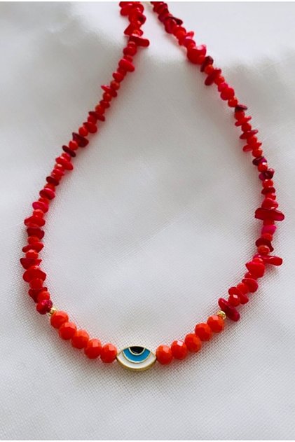 Eye Detailed Bead Design Necklace