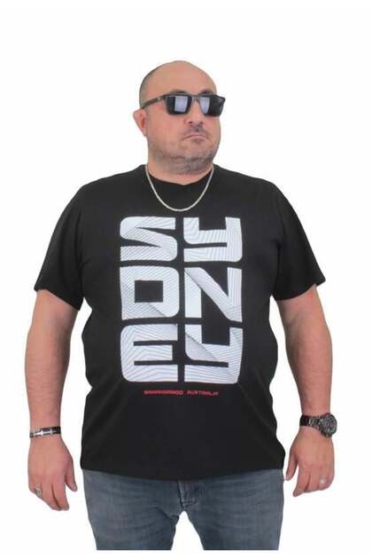 Men's Large Size Crew Neck T-Shirt Sydney 24139 BLACK