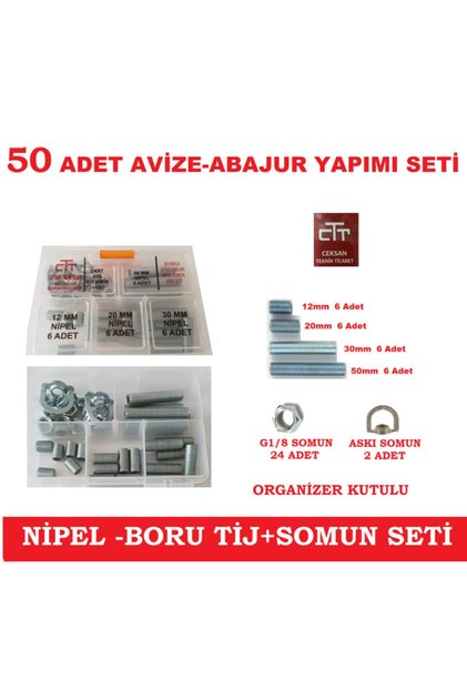 Avize -abajur Duy Nipel-boru Tij Ve Somun Seti 50 Parça