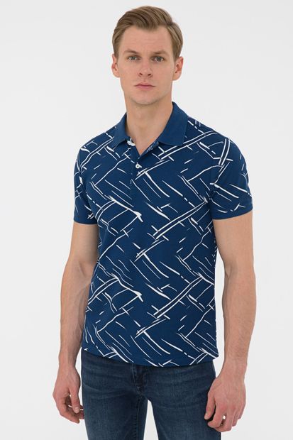 Pierre Cardin Lacivert Slim Fit Polo Yaka T-Shirt - 1