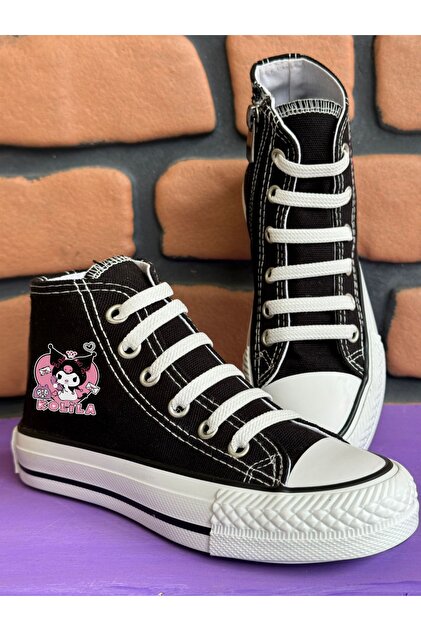 MECH BUTİK Kuromi Kolila Fermuarlı Ve Lastik Bağcıklı Siyah