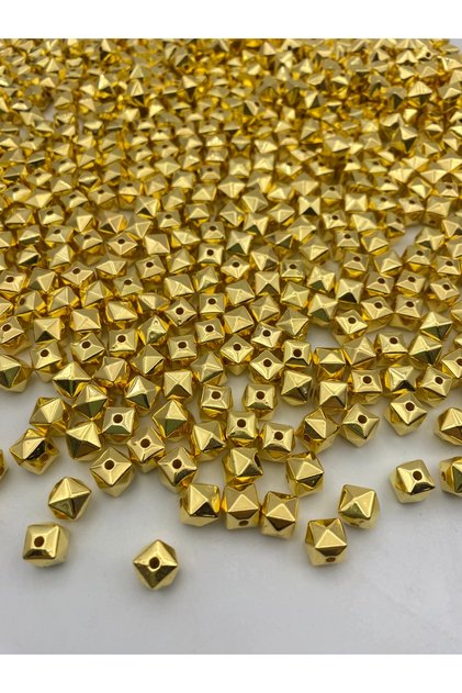10mm Golden Blonde Cube Model - Ccb Metallized Plastic Beads, 100Gr~185Pcs Jewelry and Bag Beads