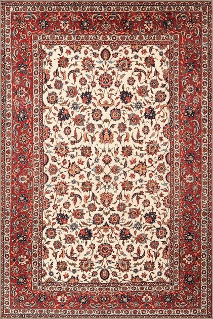 Red Beige Themed Traditional Motif Floral Patterned Vintage Decorative Carpet 4774