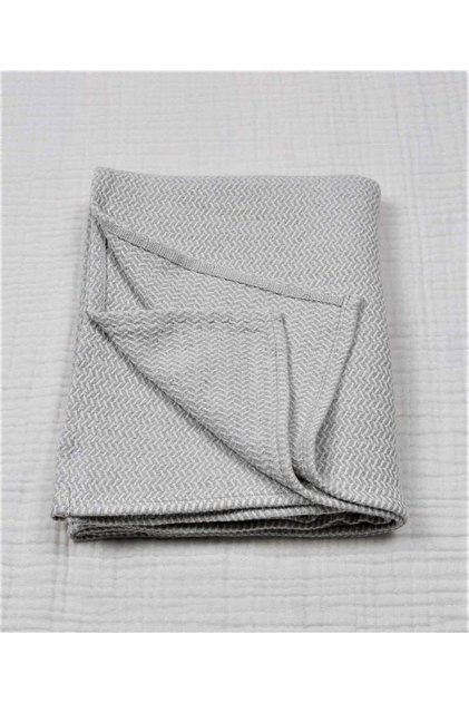 Wicker pattern baby cotton blanket (washed) 93x100 cm +/- 3 cm gray