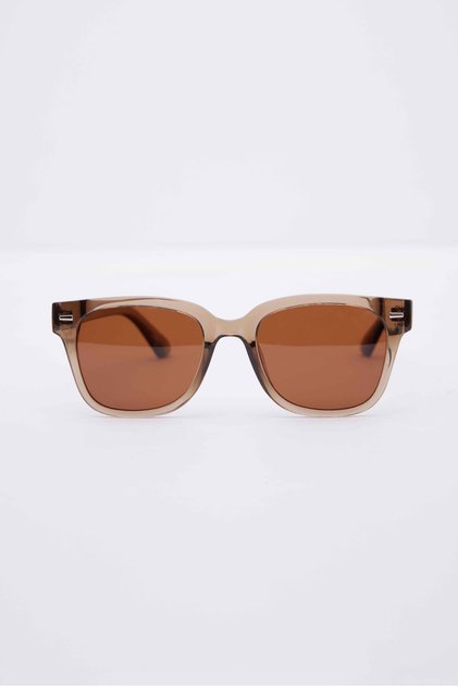 Unisex Brown Transparent Frame Sunglasses