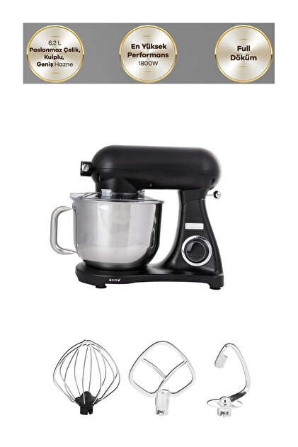 Karaca Paslanmaz Çelik Hazneli Döküm Stand Mikser Black Mutfak