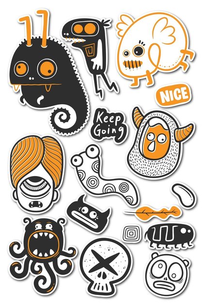 Drawing Themed Sticker Set - 14 Piece Sticker Set - Phone, Tablet, Notebook Laptop Compatible Sticker