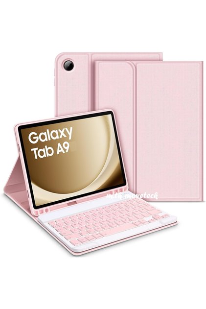 Samsung Galaxy Tab A9 8.7 İnç Uyumlu Bluetooth Özellik Standlı Kalem Bölmeli Klavyeli Kılıf SM-X110
