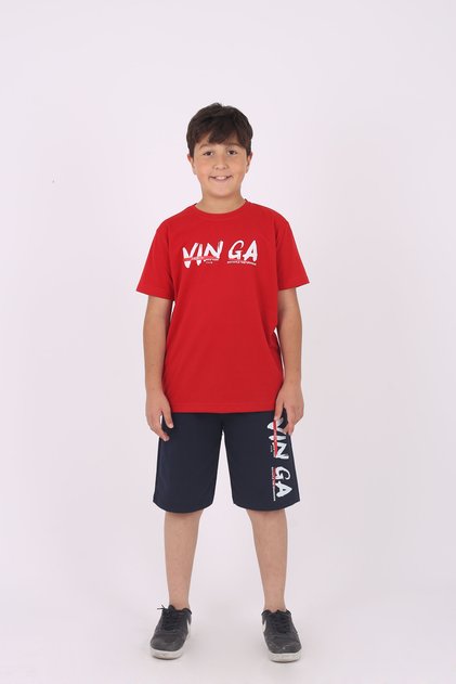 Buseyiz Vin Ga printed cotton and pocket boy's summer bottom-top suit