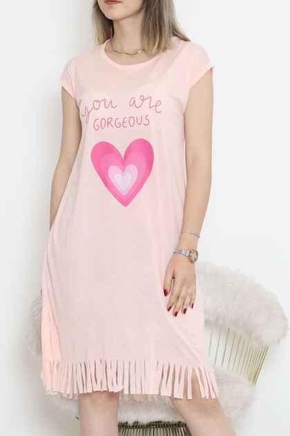 Patterned Tasseled Viscose Combed Cotton Casual Dress