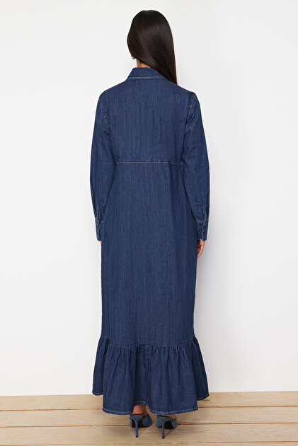 white christmas dresses Modest Denim Hoodie Abaya main image 1