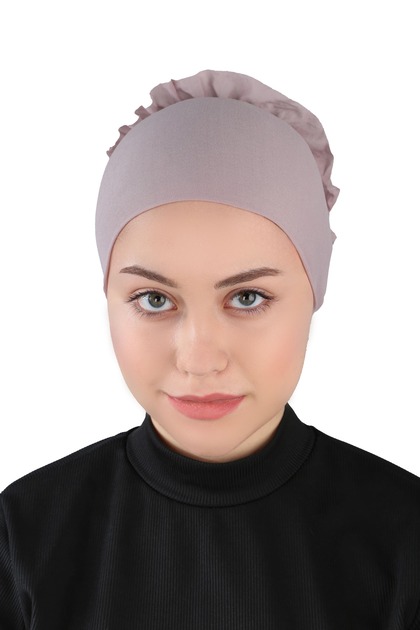 Parisian Fabric Big Bonnet with Bun - Ultra Thin Bonnet with Bun - Smoke Rose - (St140), (Id 3414038)