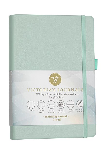 Smyth Hard Cover Planner Striped Notebook, 14x20 cm-Green