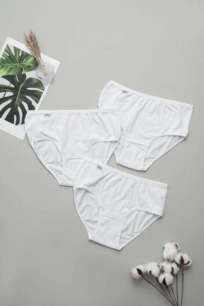 Silver Women's 3-Piece Large Size Lycra White Bato Panties