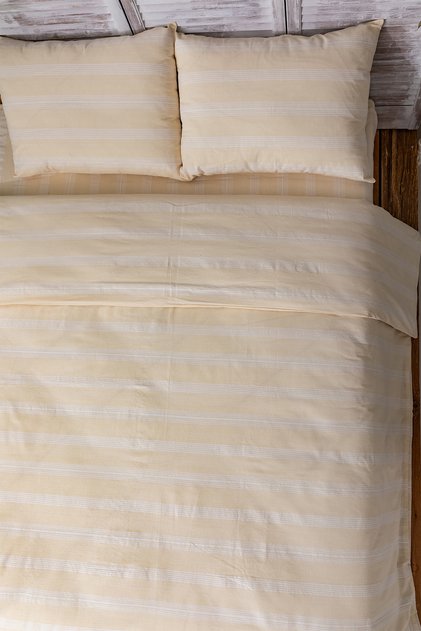 Vintage 100% Cotton White Striped Double Bed Sheet Set