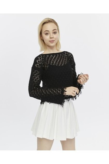 Bolero shams Krem Crop Bluz Ajurlu Triko Örme