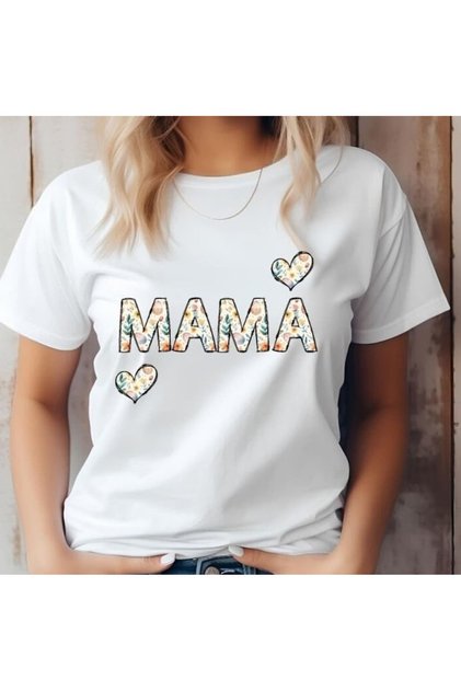Women's Mother / Mama / Mother Printed White Casual Oversize Boyfirend T-shirt