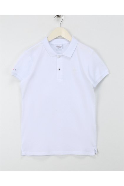 US Polo AssnWhite Polo Collar Pocketless Boy's T-shirt TP01IY024