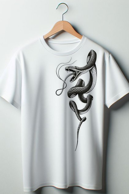 Snake Printed Oversize Crew Neck White T-shirt