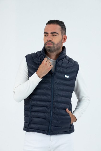 Men's Hoodless Padded Stand Collar Zippered Lined Puffer Vest 9777