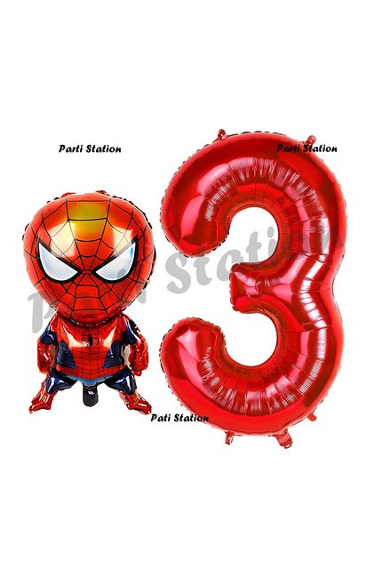 Spiderman 1 Year Old Balloon and Red Number Balloon Birthday Party Set Spiderman Balloon Set