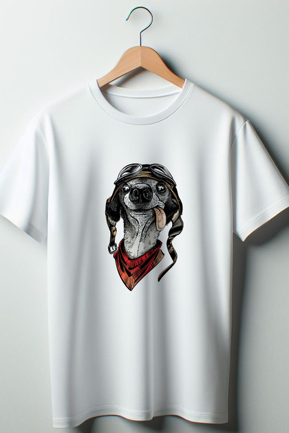Pilot Dog Printed Oversize Crew Neck White T-shirt