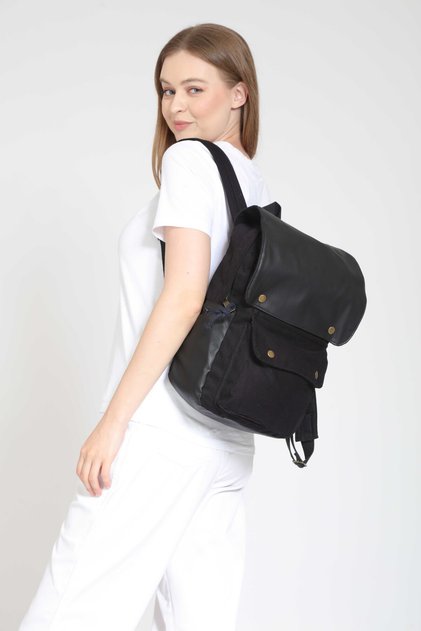 Geronimo Leather Cover Backpack Daily Use Camping Travel Bag School Bag