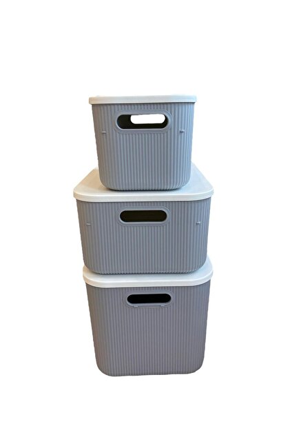 Bayev 3 Boy Set Gri 6 - 13 - 21 Lt Storage Çok Amaçlı Dolap Içi