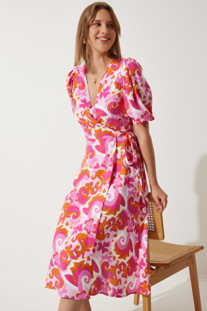 TOM TAILOR Damen Wickelkleid Mit Muster – Casual-Look In Regular Fit, Aus Weicher Viskose