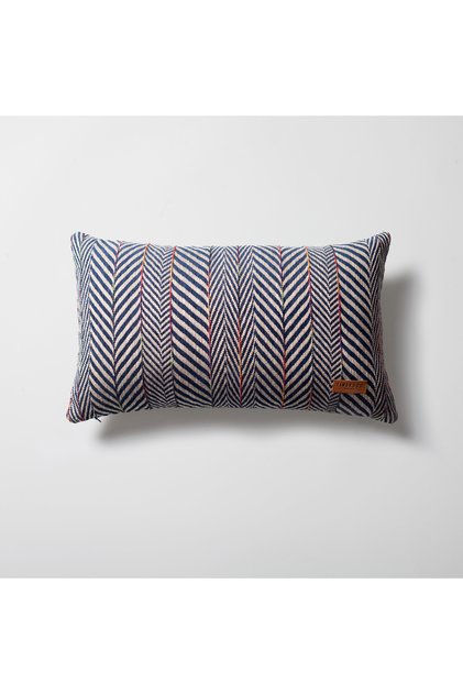 Sense " - Linen Gradient Striped Herringbone Patterned Throw Pillow 30x50 Navy Blue (Inner Pillow Included)