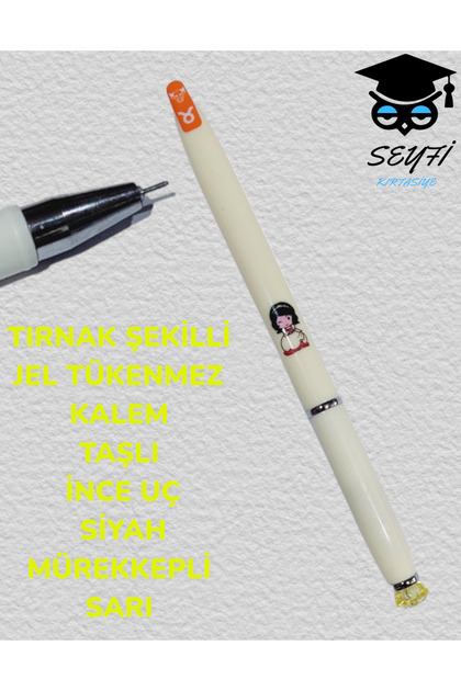 NAIL SHAPE GEL NON-BALL PEN STONE PEARL NIB BLACK INK