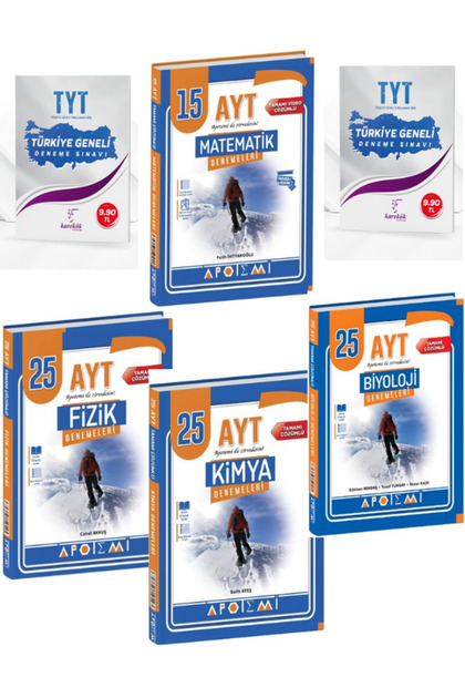 Apotemi Yayınları Apotemi AYT Matematik Fizik Kimya Biyoloji 25 li