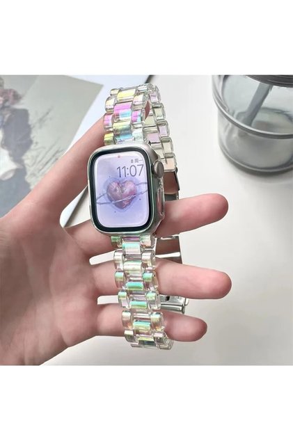 Apple Watch 6 7 8 9 10 11 12 Se Ultra Uyumlu 44mm 45mm 46mm 49mm Şeffaf Hologram Kordon Ayarlanabilir