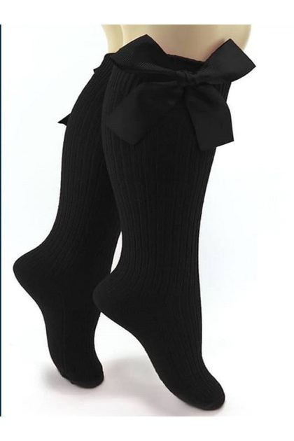 Girl's Accessory Bow Ribbed Knee-high Socks
