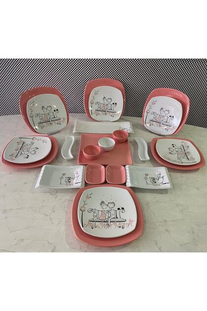 23 Parça Tatlı Düş Pembe Kahvaltı Takımı