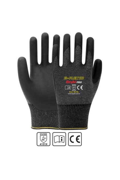 B-flex110 Likralı Nitril Işçi Eldiveni 8 Numara 3 Çift