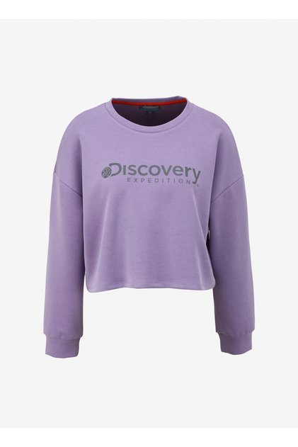 Lila Kadın Bisiklet Yaka Oversize Baskılı Sweatshirt D4SL-SWT3030